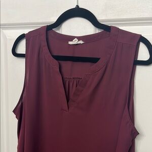 Red V-Neck Blouse with Sleeveless Design